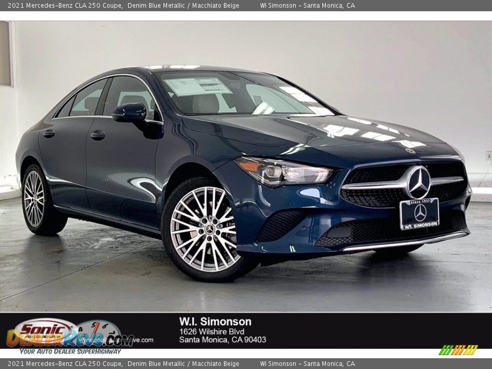 2021 Mercedes-Benz CLA 250 Coupe Denim Blue Metallic / Macchiato Beige Photo #1