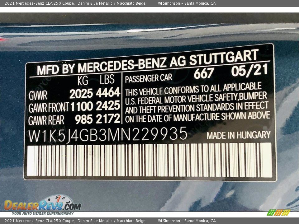 2021 Mercedes-Benz CLA 250 Coupe Denim Blue Metallic / Macchiato Beige Photo #11