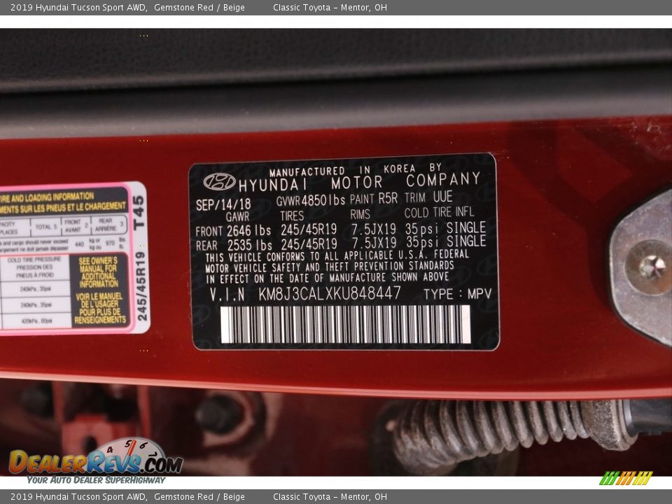 2019 Hyundai Tucson Sport AWD Gemstone Red / Beige Photo #19