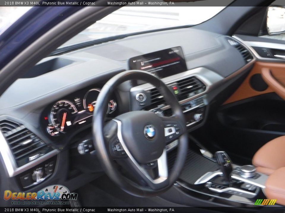 2018 BMW X3 M40i Phytonic Blue Metallic / Cognac Photo #17