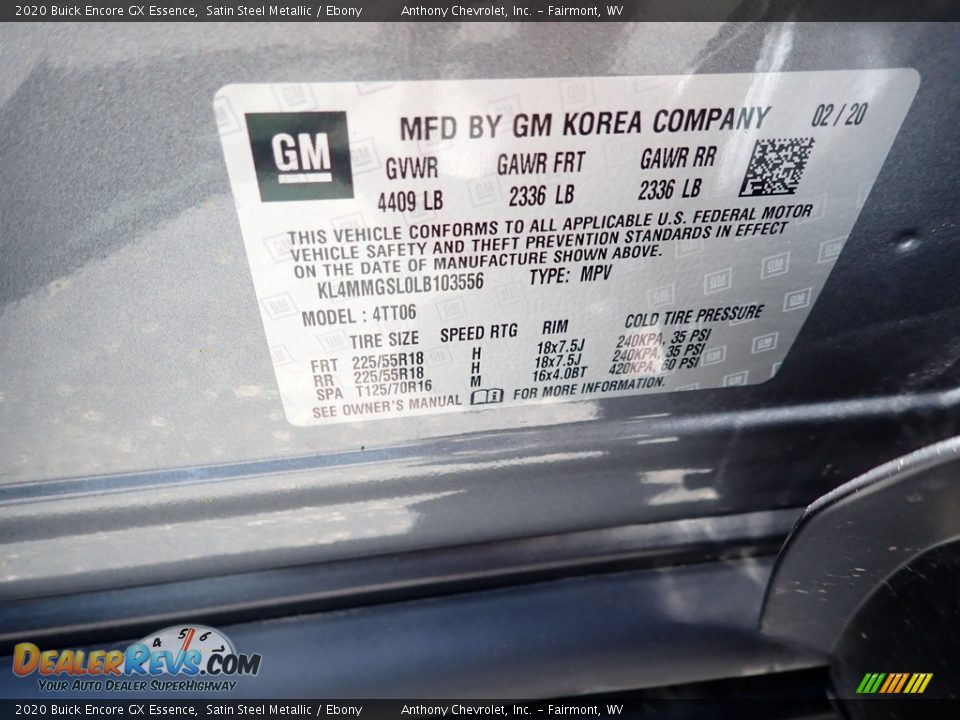 2020 Buick Encore GX Essence Satin Steel Metallic / Ebony Photo #15