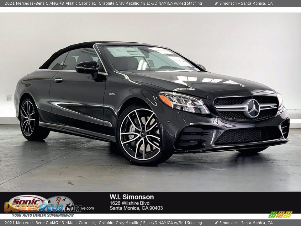 2021 Mercedes-Benz C AMG 43 4Matic Cabriolet Graphite Gray Metallic / Black/DINAMICA w/Red Stitching Photo #1