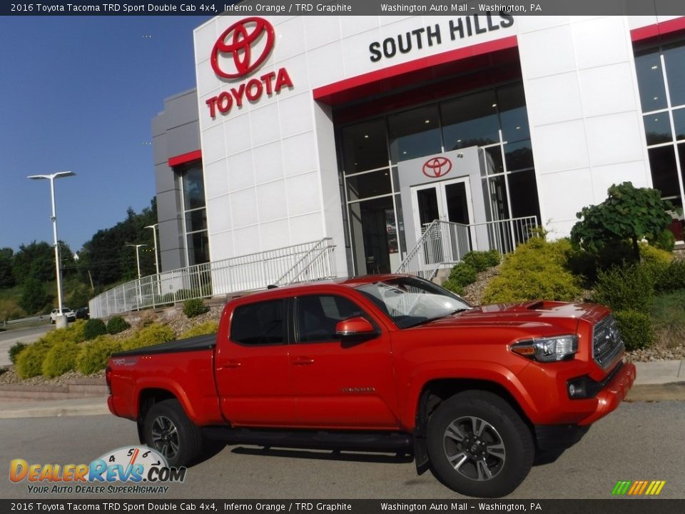2016 Toyota Tacoma TRD Sport Double Cab 4x4 Inferno Orange / TRD Graphite Photo #2