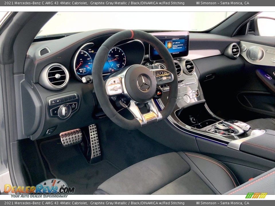 Black/DINAMICA w/Red Stitching Interior - 2021 Mercedes-Benz C AMG 43 4Matic Cabriolet Photo #4