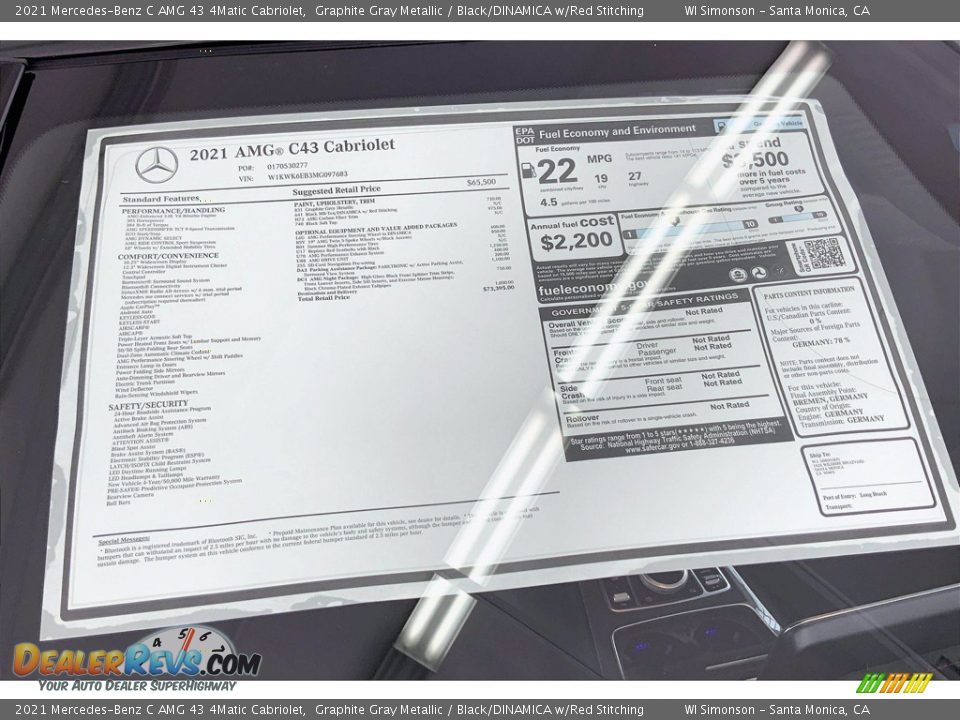 2021 Mercedes-Benz C AMG 43 4Matic Cabriolet Window Sticker Photo #13