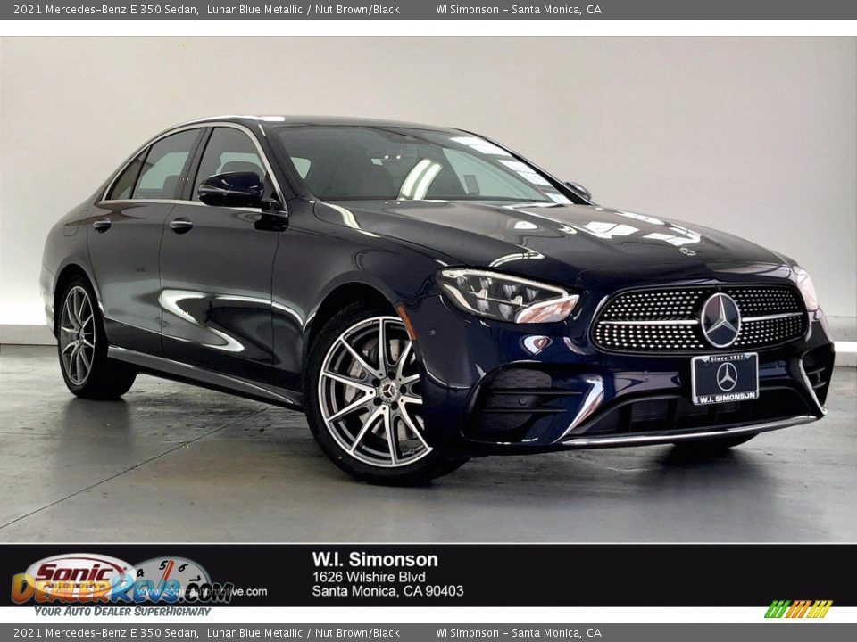 2021 Mercedes-Benz E 350 Sedan Lunar Blue Metallic / Nut Brown/Black Photo #1