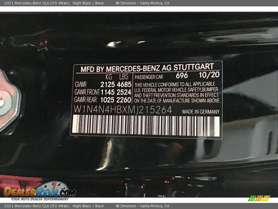 2021 Mercedes-Benz GLA 250 4Matic Night Black / Black Photo #12