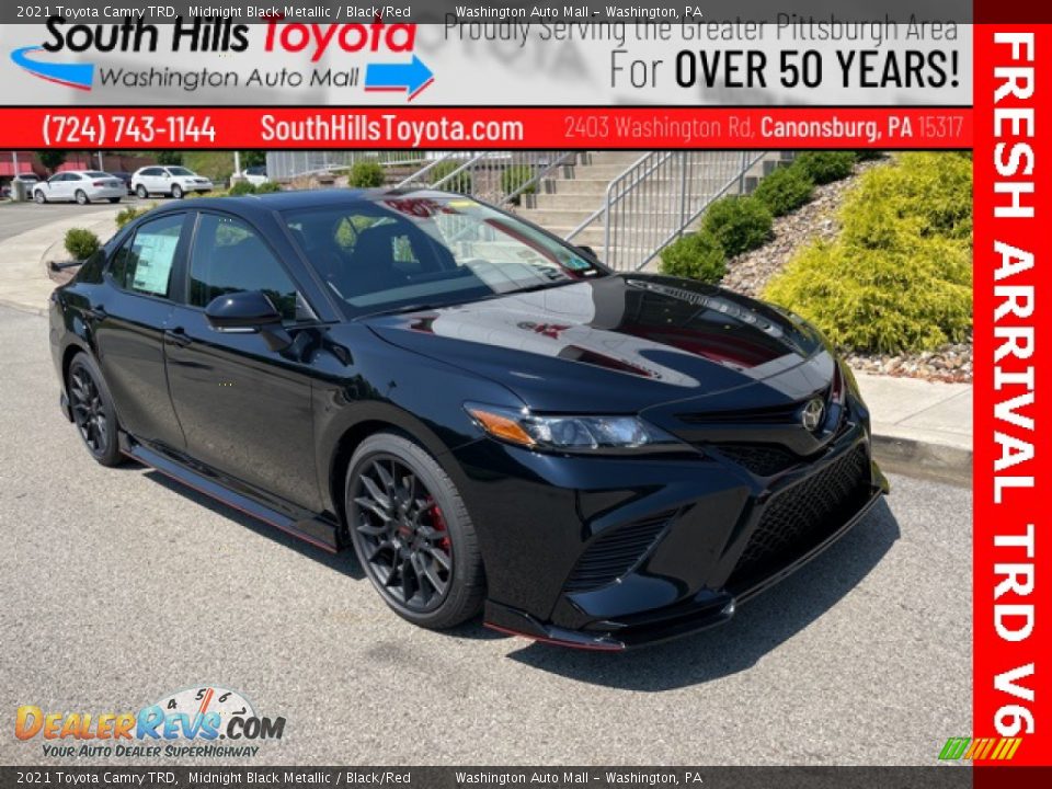 2021 Toyota Camry TRD Midnight Black Metallic / Black/Red Photo #1