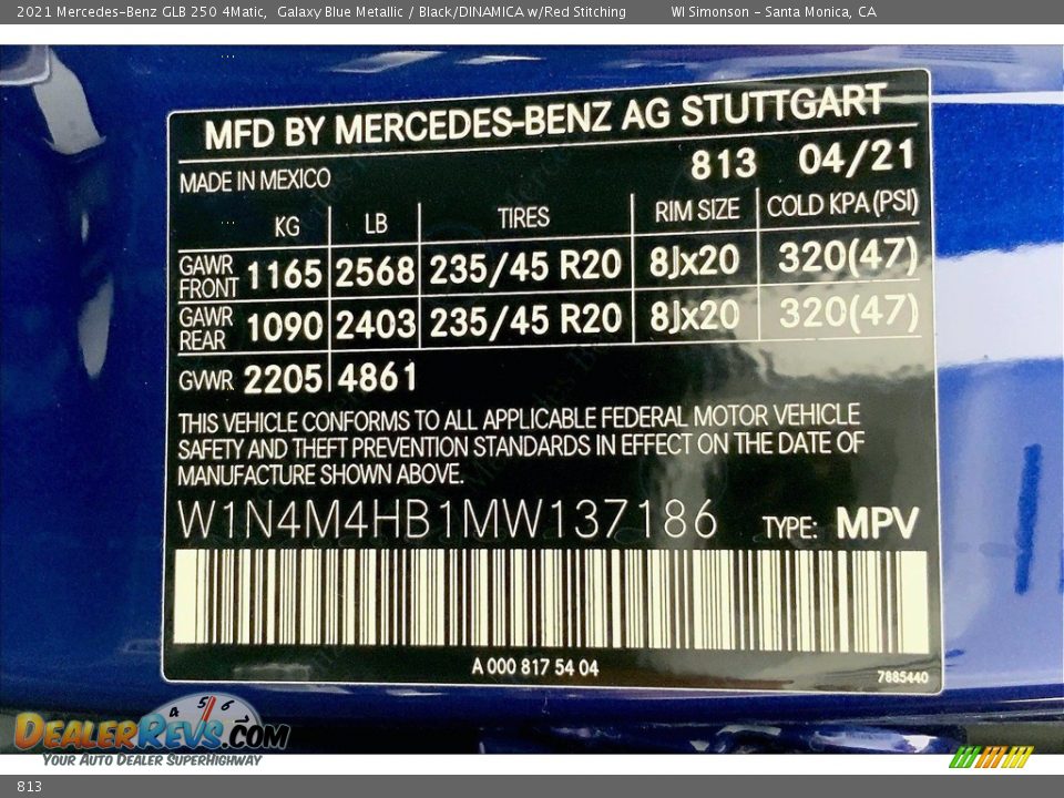 Mercedes-Benz Color Code 813 Galaxy Blue Metallic