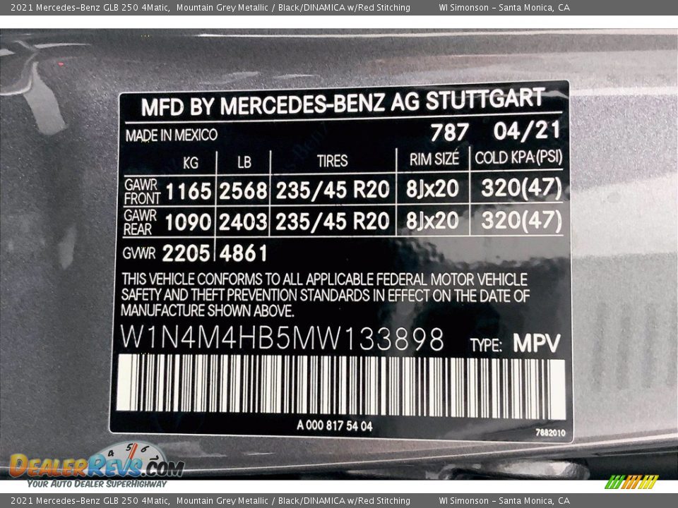 2021 Mercedes-Benz GLB 250 4Matic Mountain Grey Metallic / Black/DINAMICA w/Red Stitching Photo #11