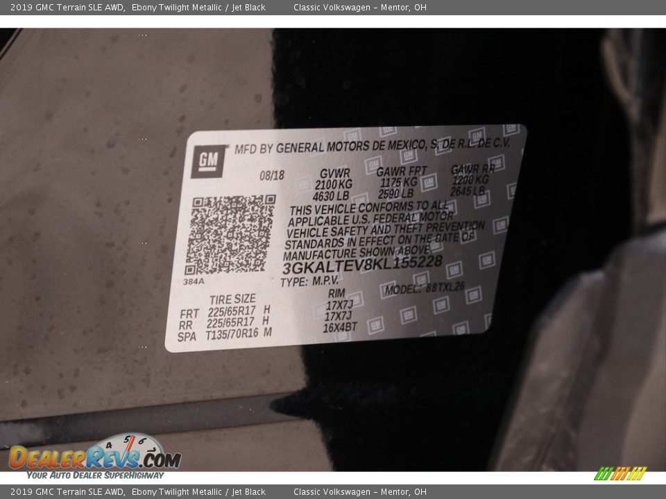 2019 GMC Terrain SLE AWD Ebony Twilight Metallic / Jet Black Photo #19