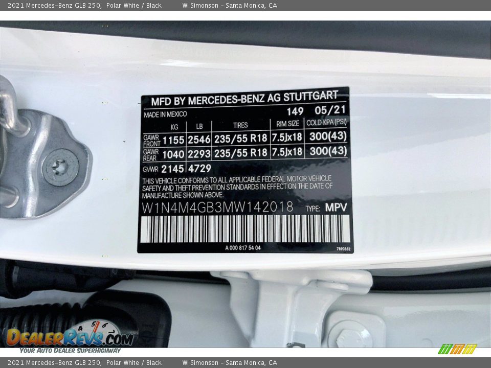 2021 Mercedes-Benz GLB 250 Polar White / Black Photo #11