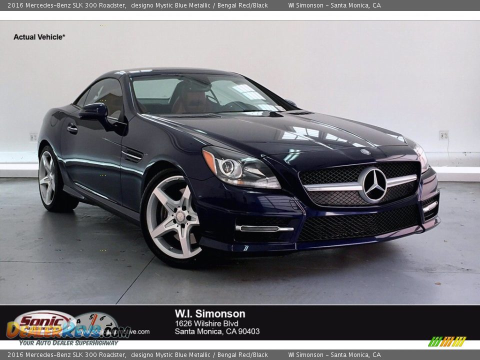 2016 Mercedes-Benz SLK 300 Roadster designo Mystic Blue Metallic / Bengal Red/Black Photo #1