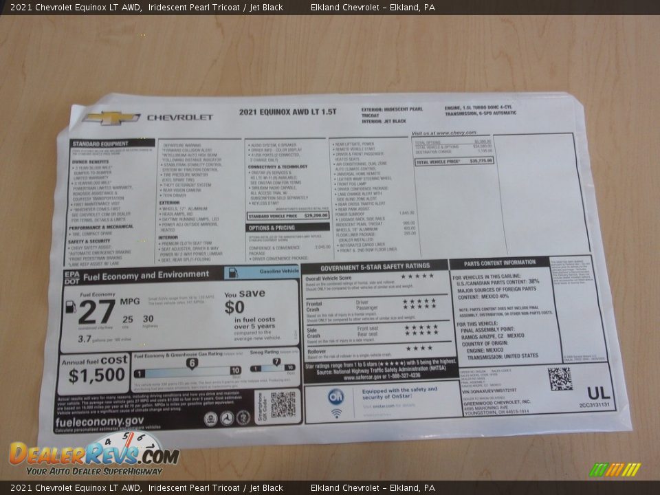 2021 Chevrolet Equinox LT AWD Iridescent Pearl Tricoat / Jet Black Photo #31