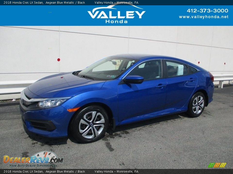 2018 Honda Civic LX Sedan Aegean Blue Metallic / Black Photo #1