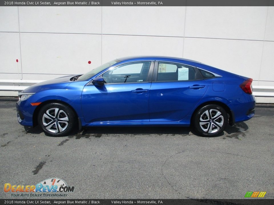 2018 Honda Civic LX Sedan Aegean Blue Metallic / Black Photo #2
