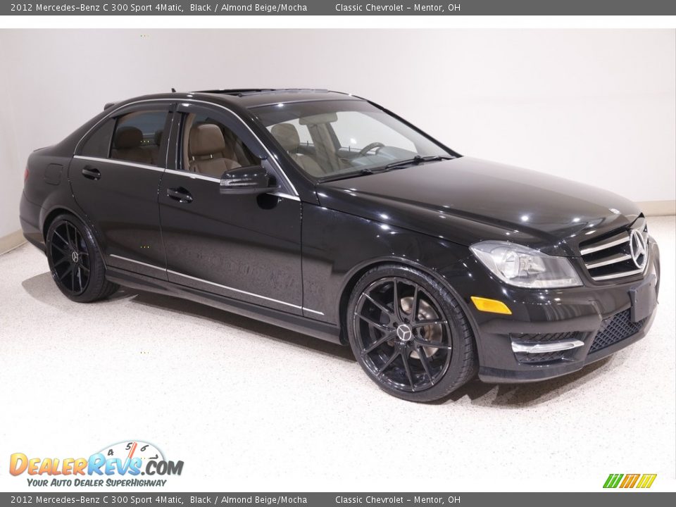 2012 Mercedes-Benz C 300 Sport 4Matic Black / Almond Beige/Mocha Photo #1