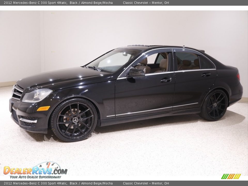 2012 Mercedes-Benz C 300 Sport 4Matic Black / Almond Beige/Mocha Photo #3