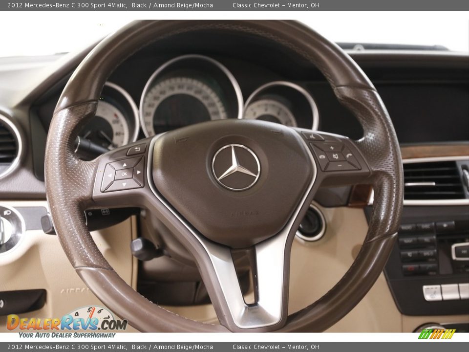 2012 Mercedes-Benz C 300 Sport 4Matic Black / Almond Beige/Mocha Photo #7