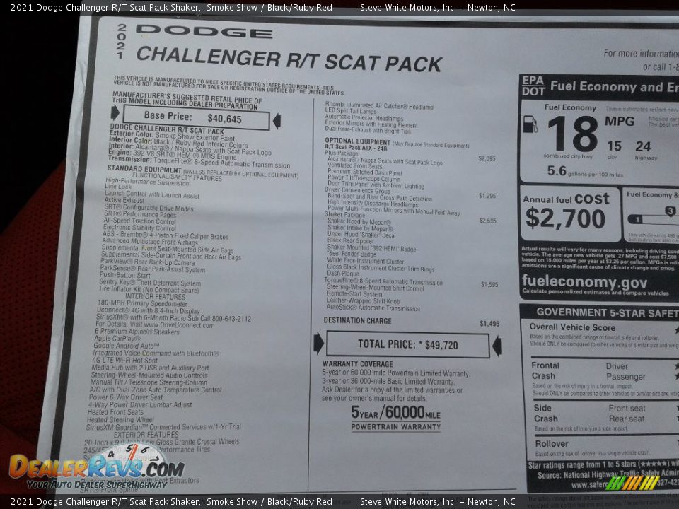 2021 Dodge Challenger R/T Scat Pack Shaker Smoke Show / Black/Ruby Red Photo #26