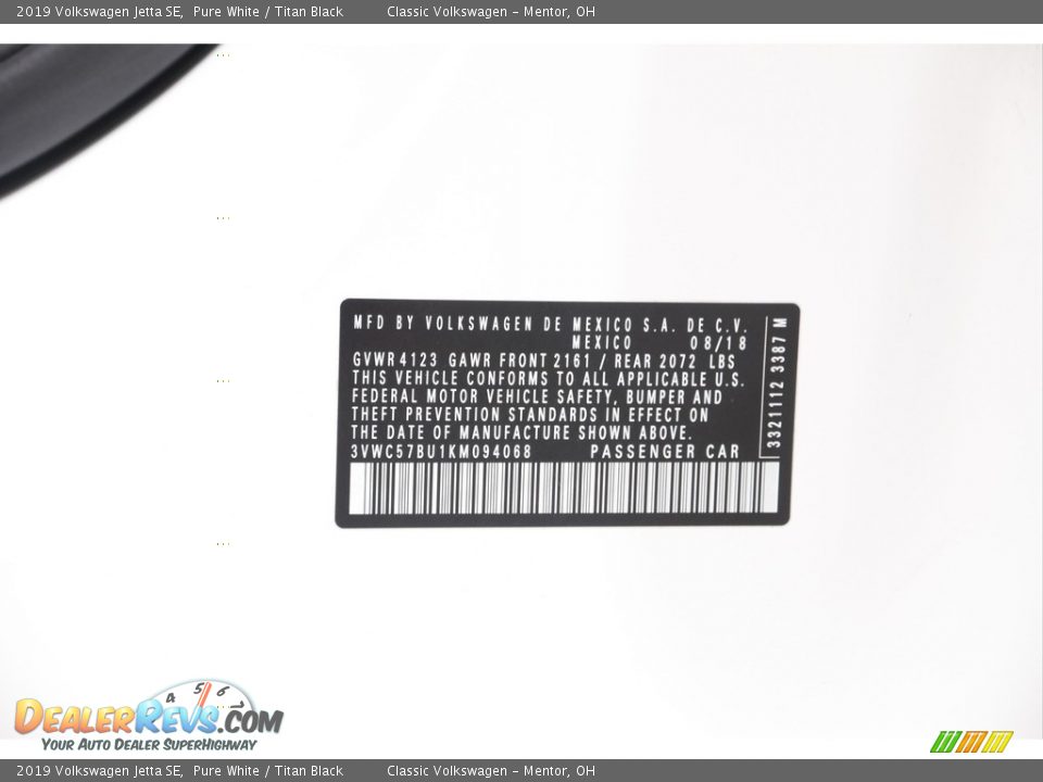 2019 Volkswagen Jetta SE Pure White / Titan Black Photo #18