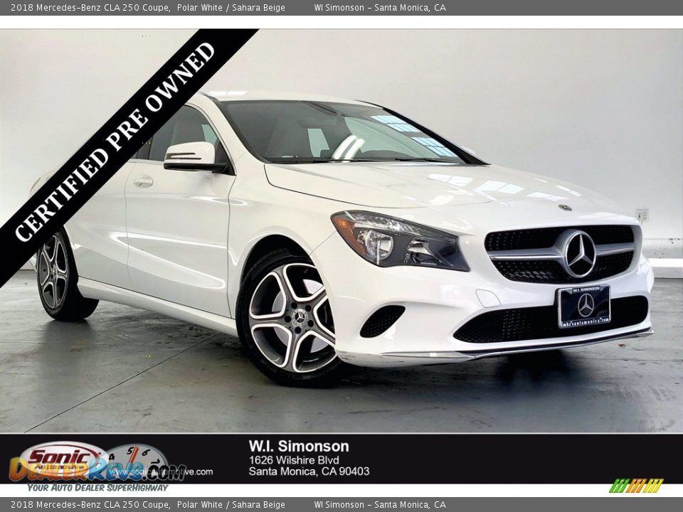 2018 Mercedes-Benz CLA 250 Coupe Polar White / Sahara Beige Photo #1