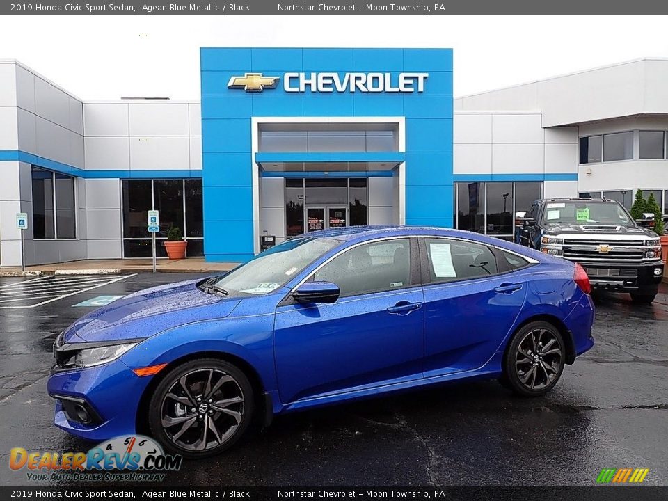 2019 Honda Civic Sport Sedan Agean Blue Metallic / Black Photo #1