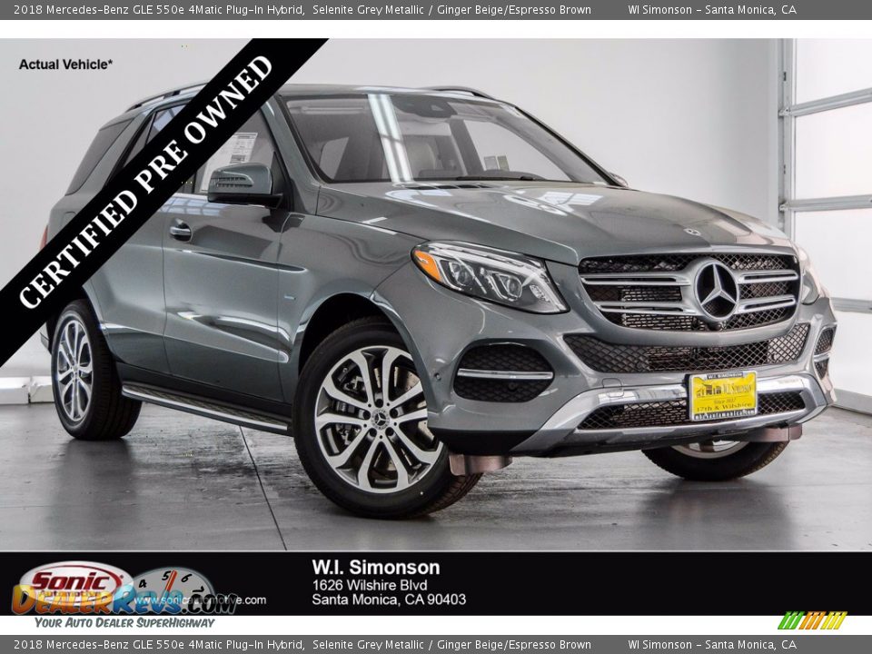 2018 Mercedes-Benz GLE 550e 4Matic Plug-In Hybrid Selenite Grey Metallic / Ginger Beige/Espresso Brown Photo #1