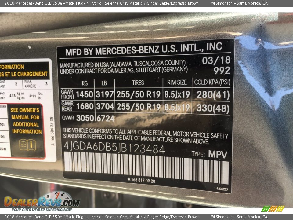2018 Mercedes-Benz GLE 550e 4Matic Plug-In Hybrid Selenite Grey Metallic / Ginger Beige/Espresso Brown Photo #11