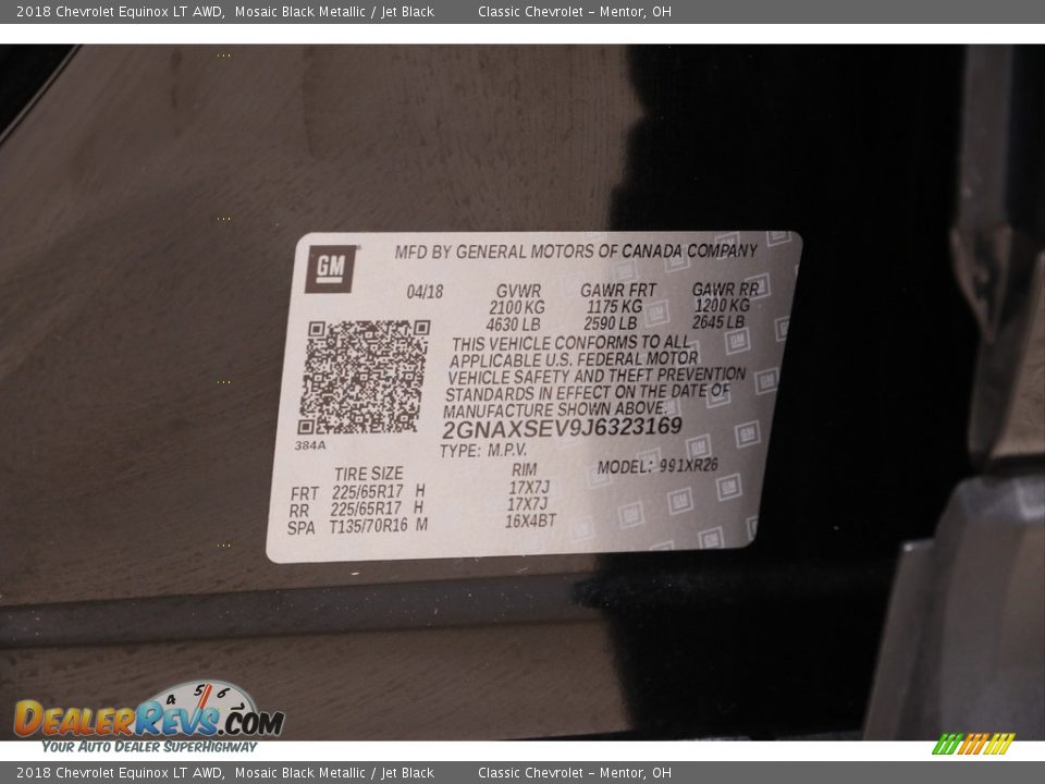 2018 Chevrolet Equinox LT AWD Mosaic Black Metallic / Jet Black Photo #18