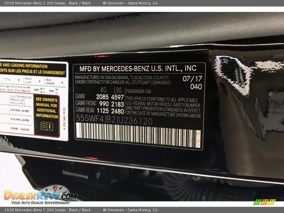 2018 Mercedes-Benz C 300 Sedan Black / Black Photo #23