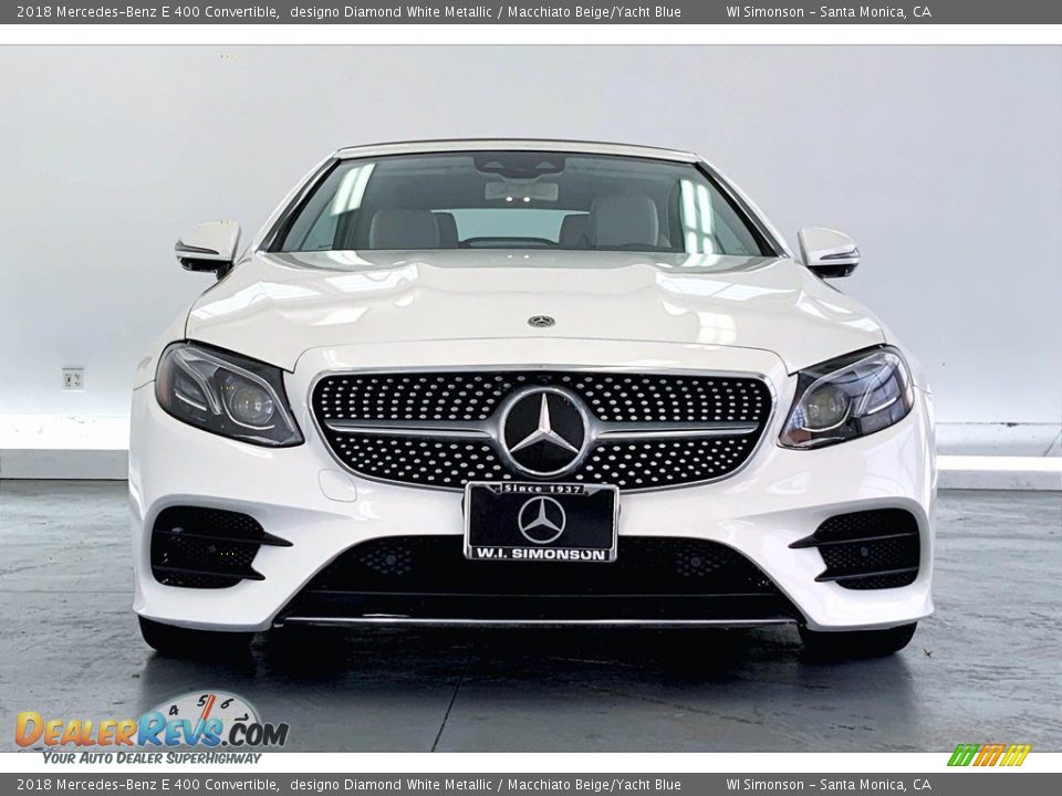 2018 Mercedes-Benz E 400 Convertible designo Diamond White Metallic / Macchiato Beige/Yacht Blue Photo #2