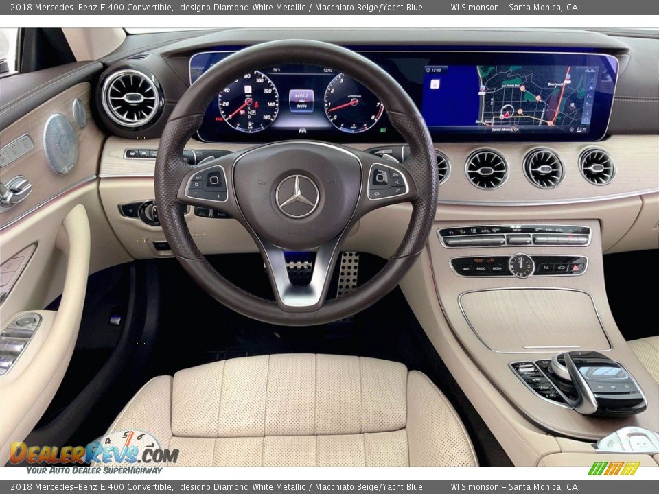 2018 Mercedes-Benz E 400 Convertible designo Diamond White Metallic / Macchiato Beige/Yacht Blue Photo #4