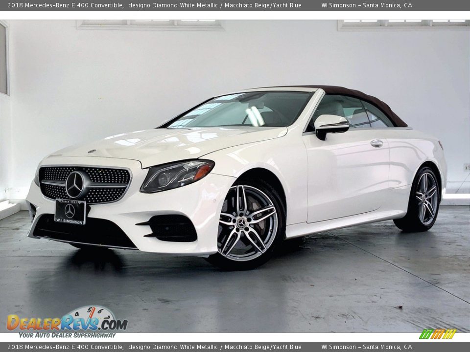 2018 Mercedes-Benz E 400 Convertible designo Diamond White Metallic / Macchiato Beige/Yacht Blue Photo #12