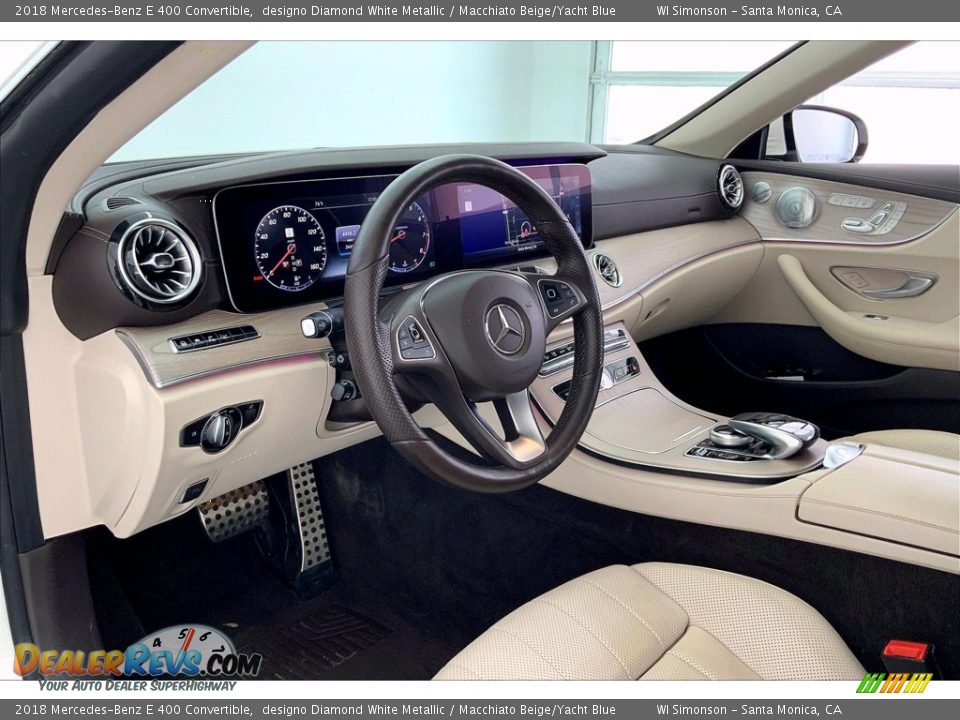 2018 Mercedes-Benz E 400 Convertible designo Diamond White Metallic / Macchiato Beige/Yacht Blue Photo #14