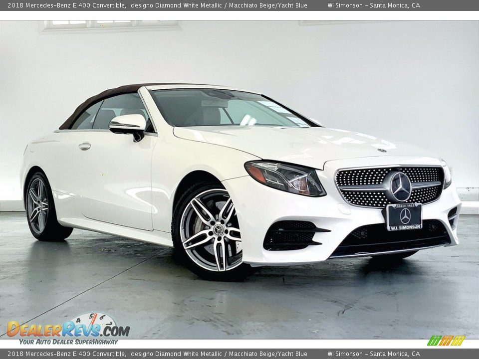 2018 Mercedes-Benz E 400 Convertible designo Diamond White Metallic / Macchiato Beige/Yacht Blue Photo #34