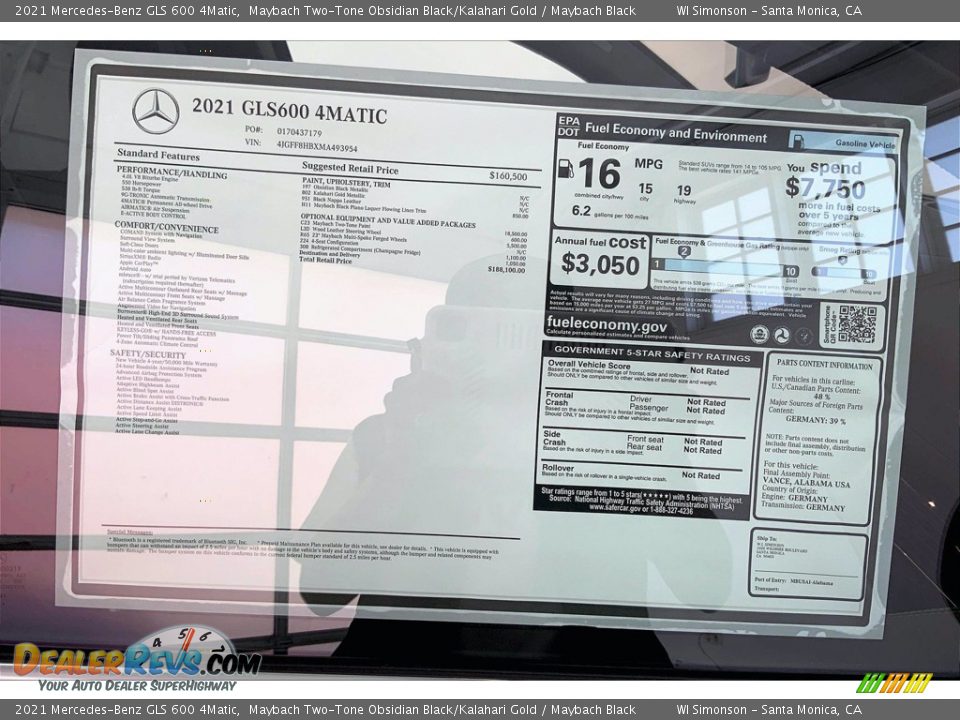 2021 Mercedes-Benz GLS 600 4Matic Window Sticker Photo #13