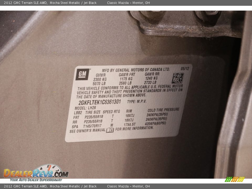 2012 GMC Terrain SLE AWD Mocha Steel Metallic / Jet Black Photo #19