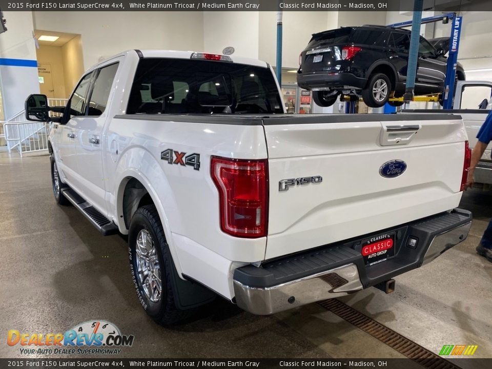 2015 Ford F150 Lariat SuperCrew 4x4 White Platinum Tricoat / Medium Earth Gray Photo #4