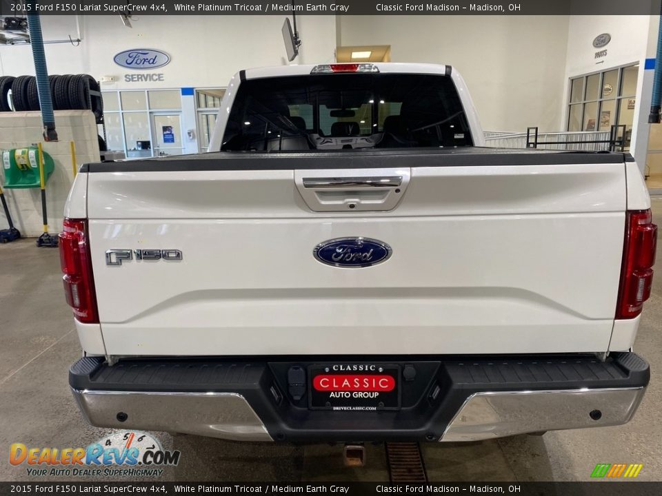 2015 Ford F150 Lariat SuperCrew 4x4 White Platinum Tricoat / Medium Earth Gray Photo #5