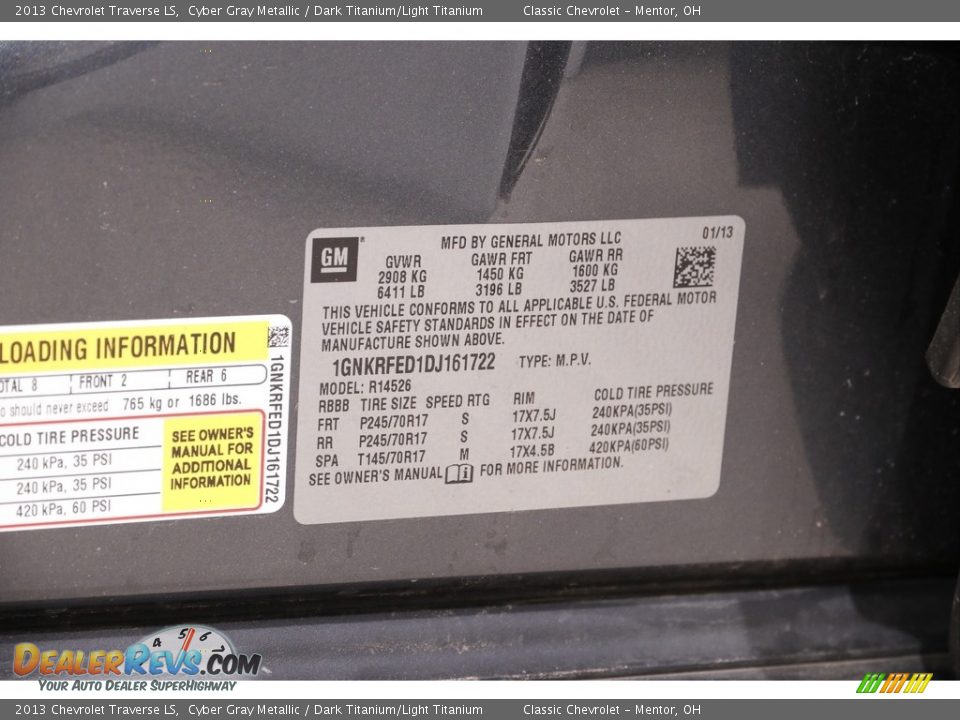 2013 Chevrolet Traverse LS Cyber Gray Metallic / Dark Titanium/Light Titanium Photo #18