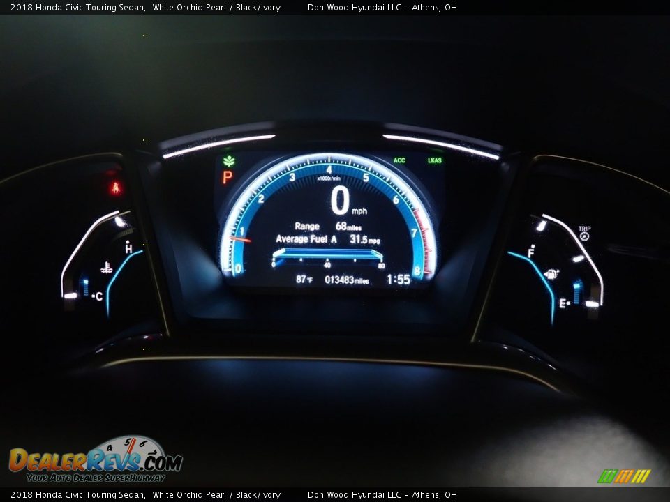 2018 Honda Civic Touring Sedan White Orchid Pearl / Black/Ivory Photo #30