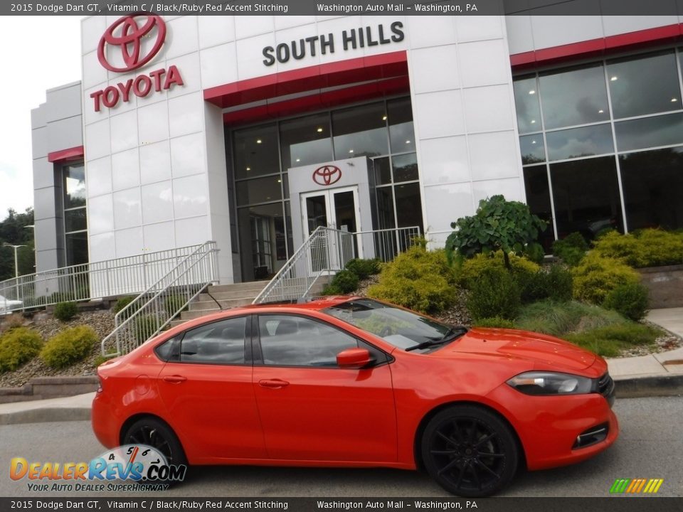 2015 Dodge Dart GT Vitamin C / Black/Ruby Red Accent Stitching Photo #2