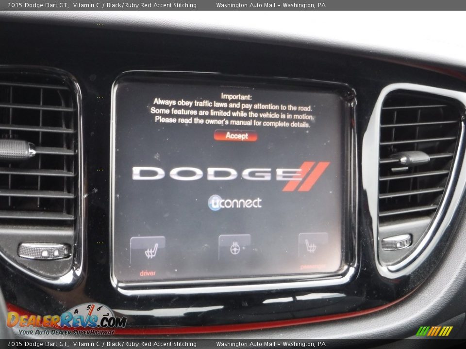 2015 Dodge Dart GT Vitamin C / Black/Ruby Red Accent Stitching Photo #4