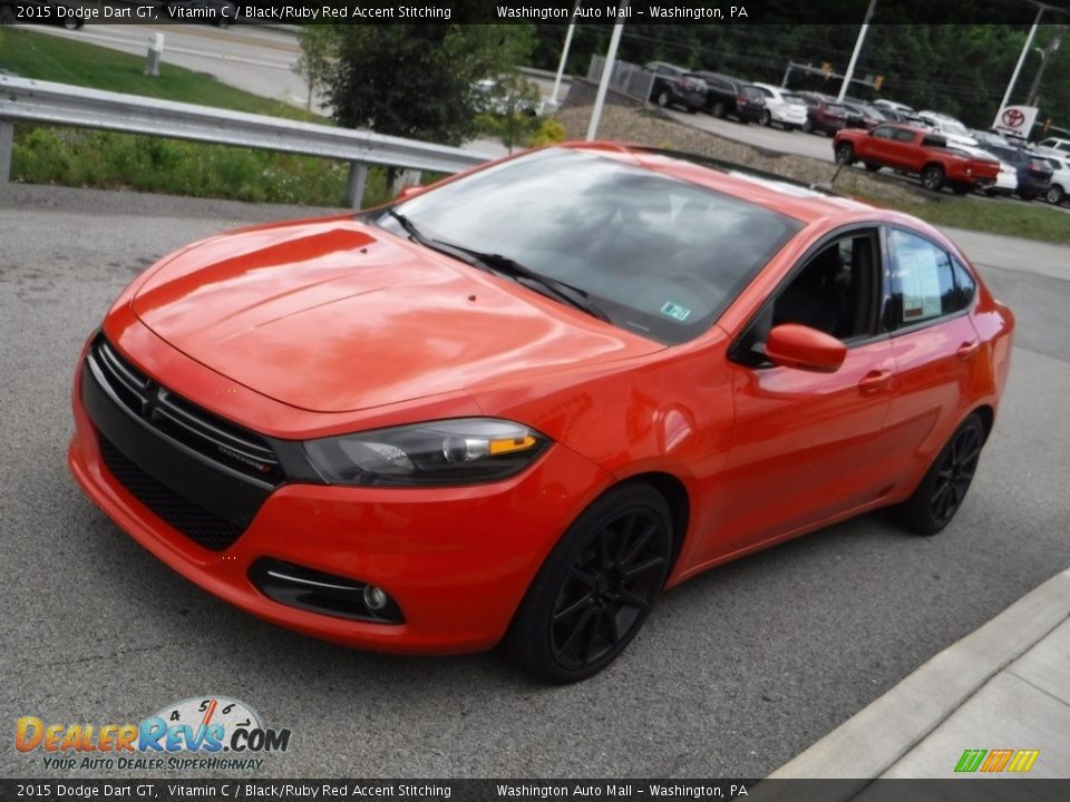 2015 Dodge Dart GT Vitamin C / Black/Ruby Red Accent Stitching Photo #13