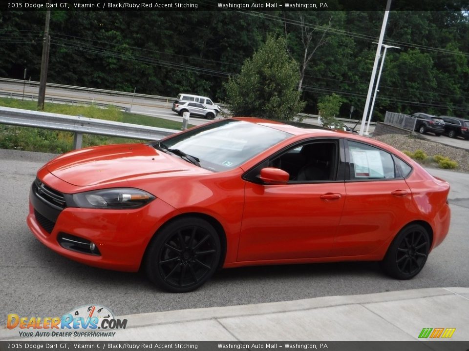 2015 Dodge Dart GT Vitamin C / Black/Ruby Red Accent Stitching Photo #14