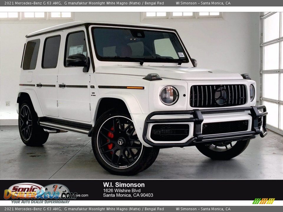 2021 Mercedes-Benz G 63 AMG G manufaktur Moonlight White Magno (Matte) / Bengal Red Photo #1