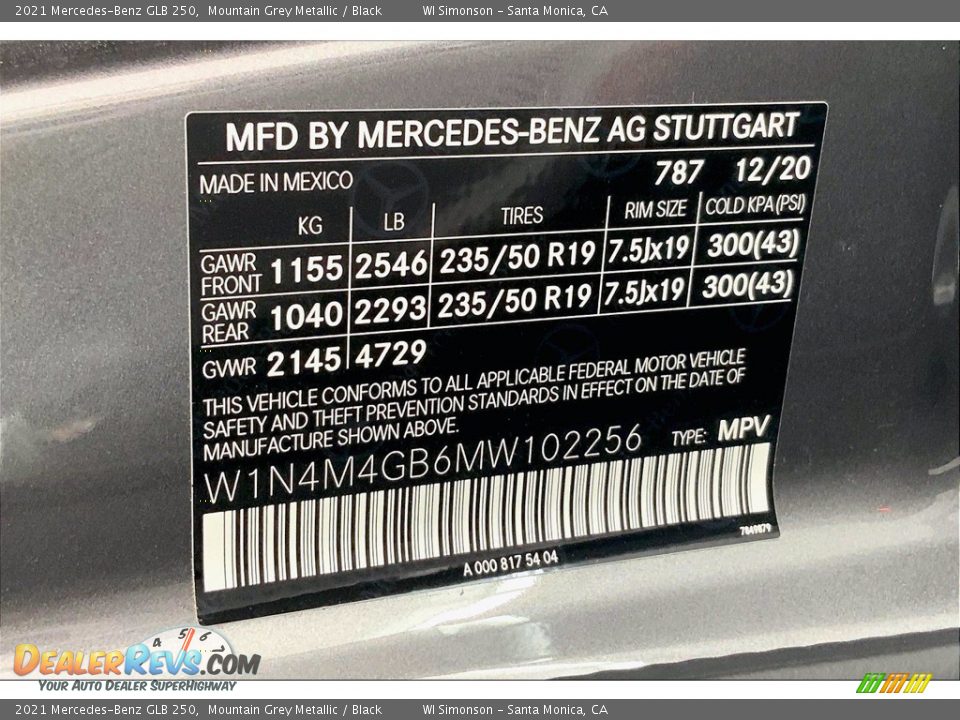 2021 Mercedes-Benz GLB 250 Mountain Grey Metallic / Black Photo #11