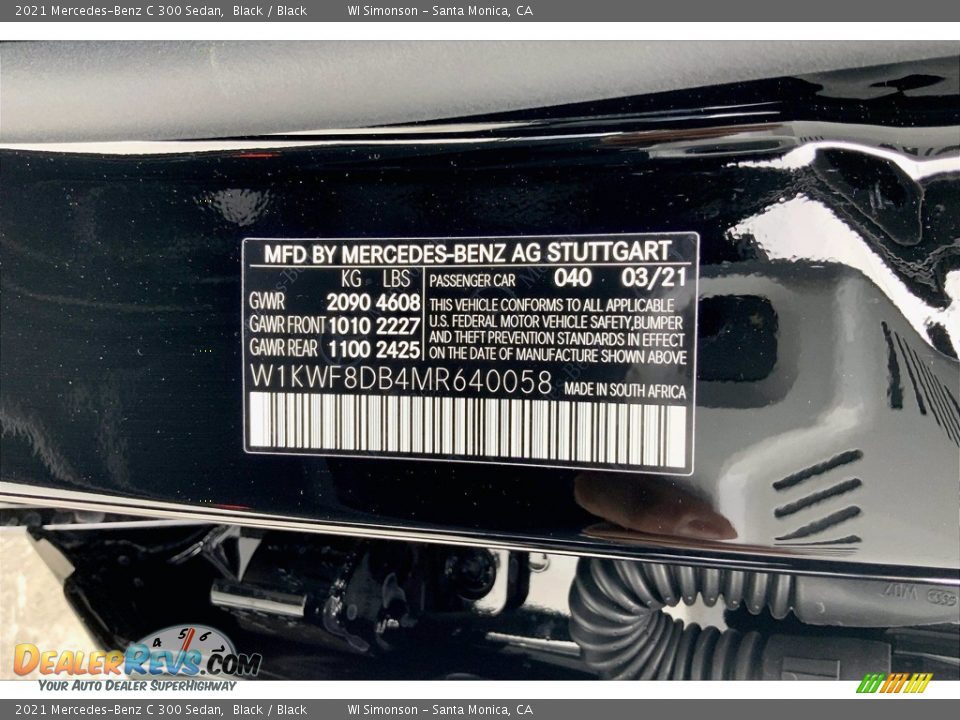 2021 Mercedes-Benz C 300 Sedan Black / Black Photo #13
