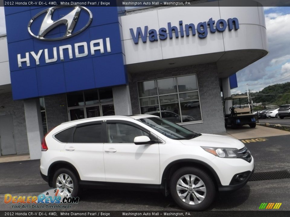 2012 Honda CR-V EX-L 4WD White Diamond Pearl / Beige Photo #2